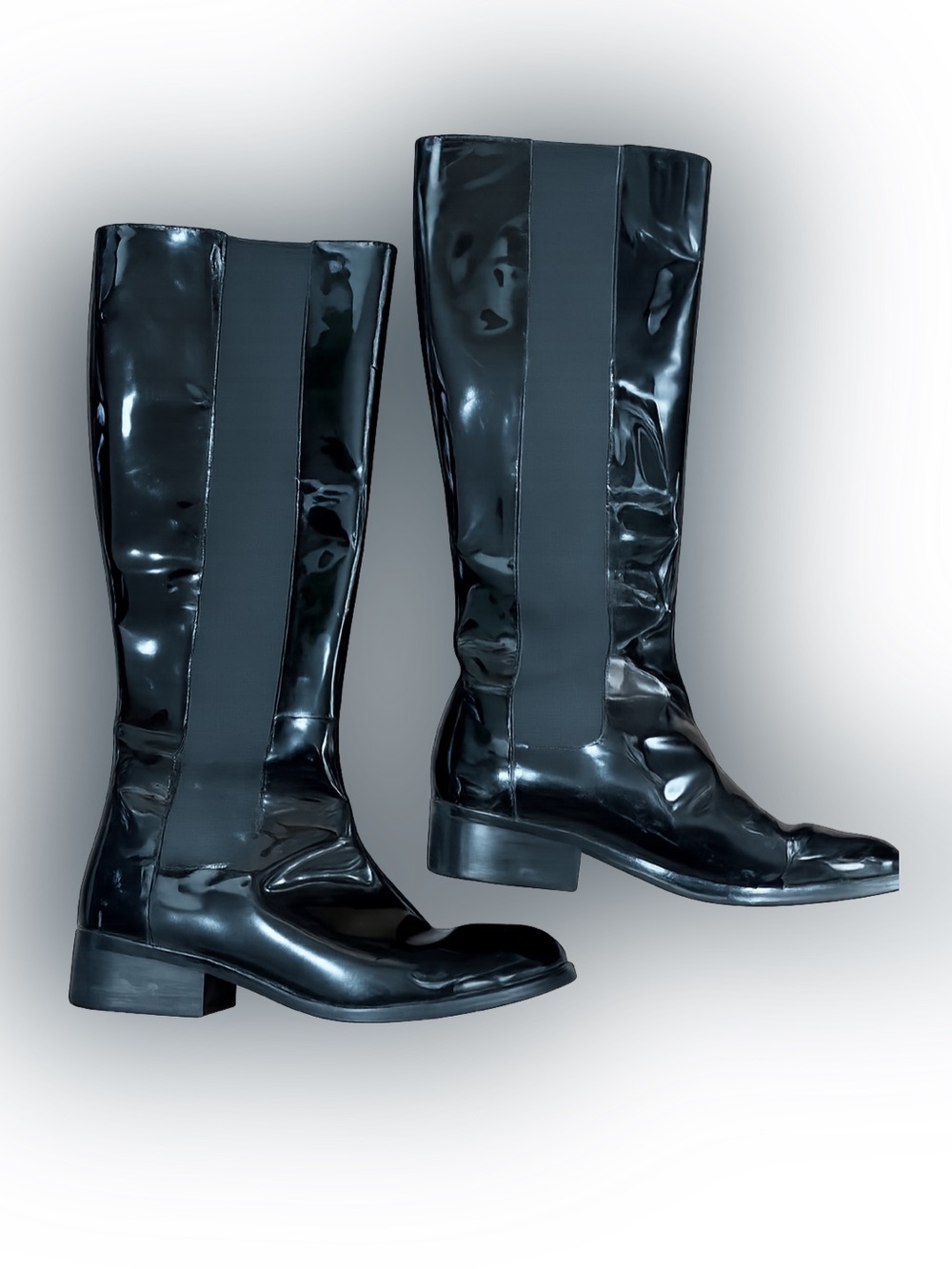 Lauren Ralph Lauren Black Patent Leather Tall Riding Boots Womens 7.5M Knee High